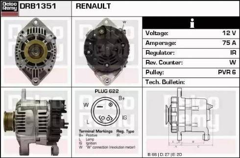 Remy DRB1351 - Генератор autospares.lv