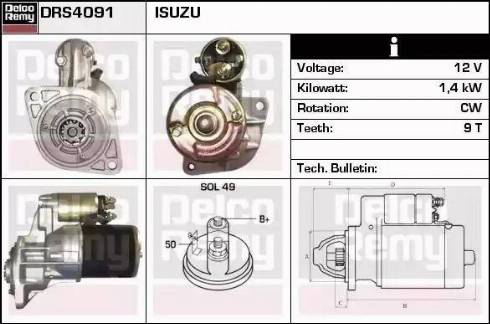 Remy DRS4091 - Стартер autospares.lv