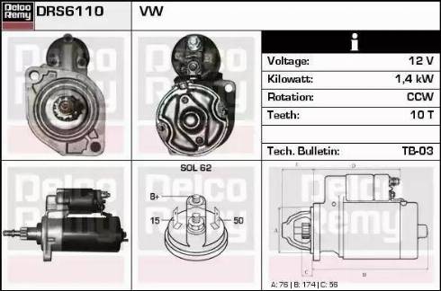 Remy DRS6110 - Стартер autospares.lv