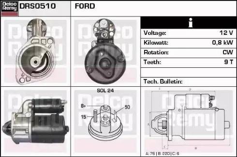 Remy DRS0510 - Стартер autospares.lv