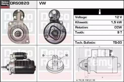 Remy DRS0820 - Стартер autospares.lv