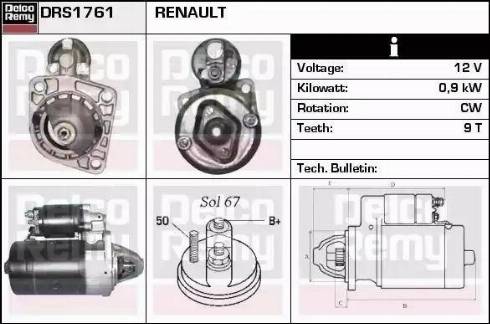 Remy DRS1761 - Стартер autospares.lv