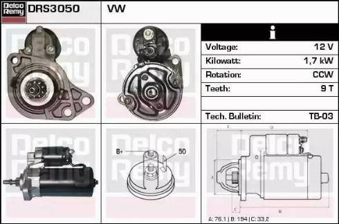 Remy DRS3050 - Стартер autospares.lv