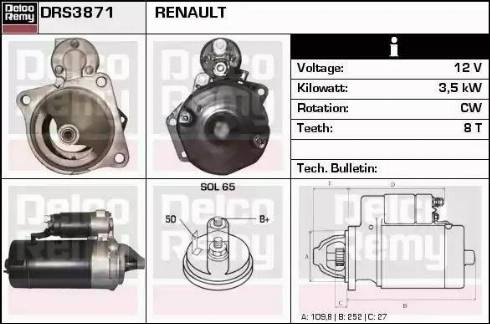 Remy DRS3871 - Стартер autospares.lv