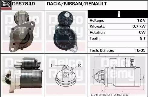 Remy DRS7840 - Стартер autospares.lv