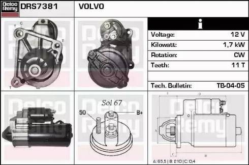 Remy DRS7381 - Стартер autospares.lv