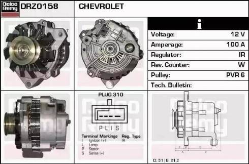 Remy DRZ0158 - Генератор autospares.lv