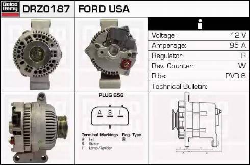 Remy DRZ0187 - Генератор autospares.lv