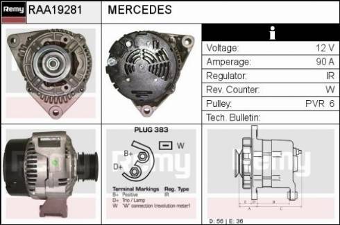 Remy RAA19281 - Генератор autospares.lv