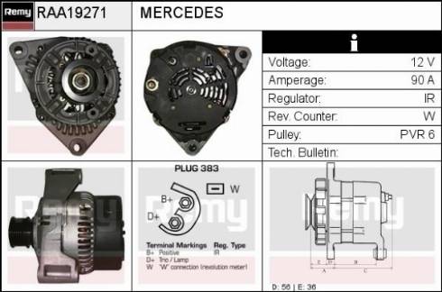 Remy RAA19271 - Генератор autospares.lv