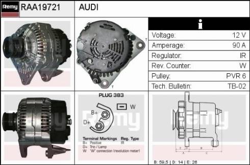 Remy RAA19721 - Генератор autospares.lv