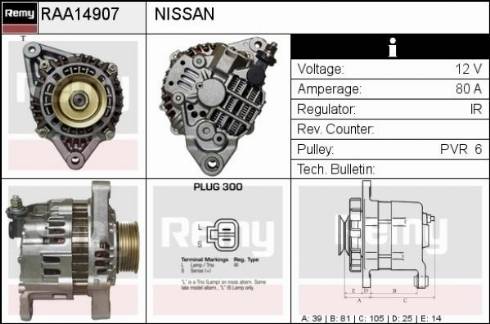 Remy RAA14907 - Генератор autospares.lv