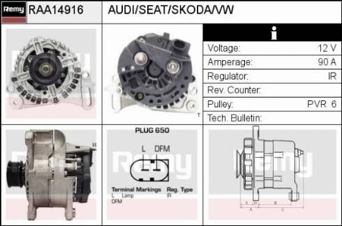 Remy RAA14916 - Генератор autospares.lv