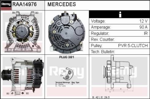 Remy RAA14976 - Генератор autospares.lv