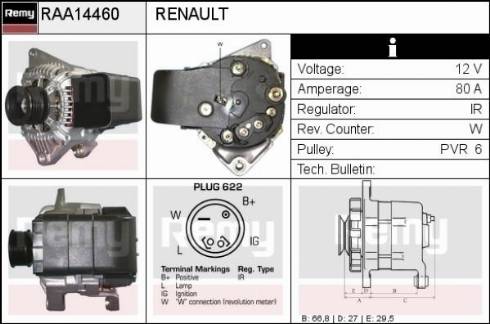 Remy RAA14460 - Генератор autospares.lv