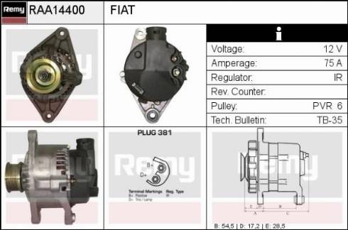 Remy RAA14400 - Генератор autospares.lv