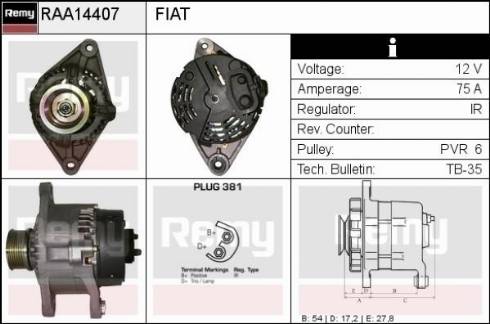 Remy RAA14407 - Генератор autospares.lv