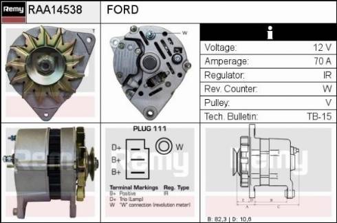 Remy RAA14538 - Генератор autospares.lv