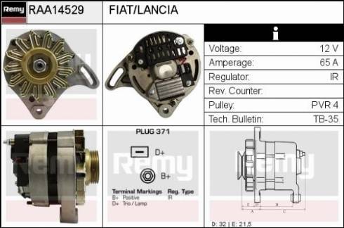 Remy RAA14529 - Генератор autospares.lv