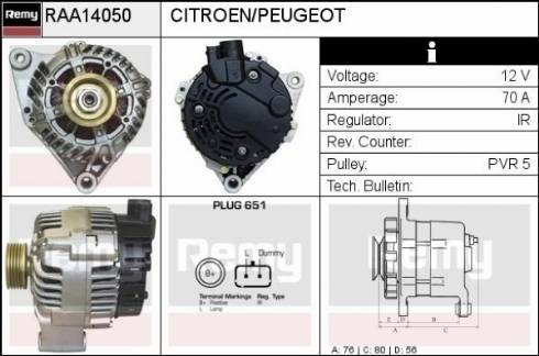 Remy RAA14050 - Генератор autospares.lv