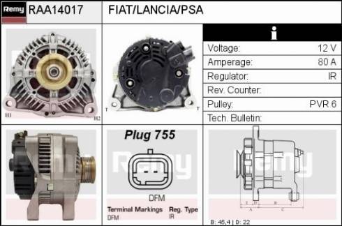 Remy RAA14017 - Генератор autospares.lv