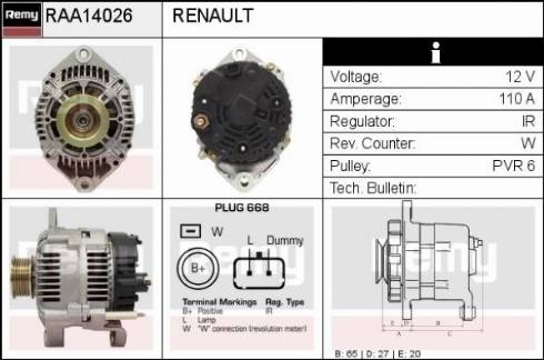 Remy RAA14026 - Генератор autospares.lv