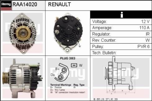 Remy RAA14020 - Генератор autospares.lv