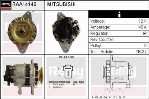 Remy RAA14146 - Генератор autospares.lv