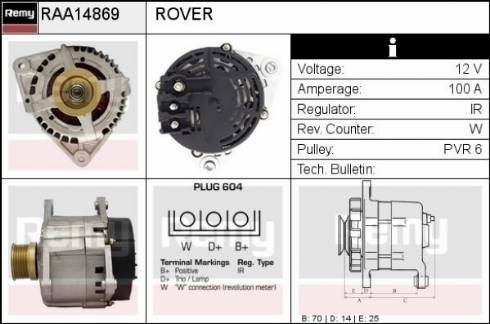 Remy RAA14869 - Генератор autospares.lv