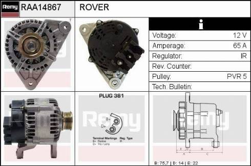 Remy RAA14867 - Генератор autospares.lv