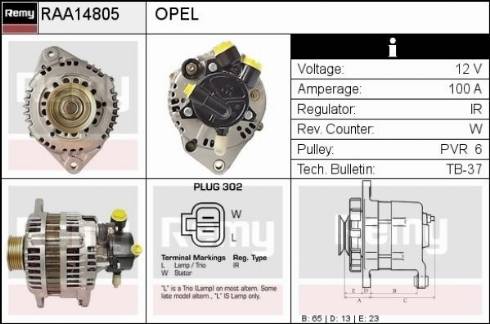 Remy RAA14805 - Генератор autospares.lv