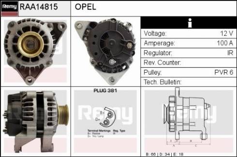 Remy RAA14815 - Генератор autospares.lv