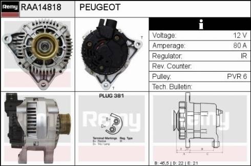 Remy RAA14818 - Генератор autospares.lv