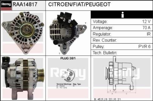 Remy RAA14817 - Генератор autospares.lv