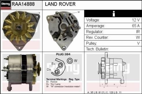 Remy RAA14888 - Генератор autospares.lv