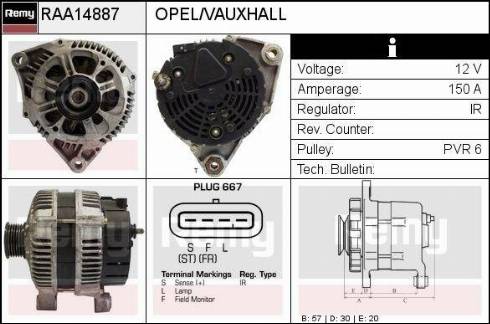 Remy RAA14887 - Генератор autospares.lv