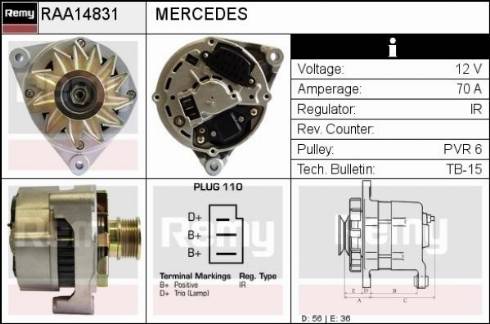 Remy RAA14831 - Генератор autospares.lv