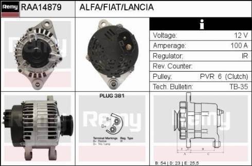 Remy RAA14879 - Генератор autospares.lv