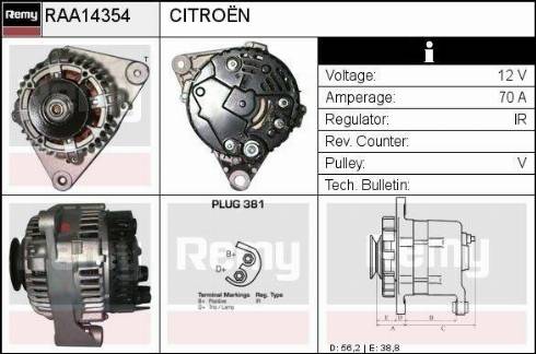 Remy RAA14354 - Генератор autospares.lv