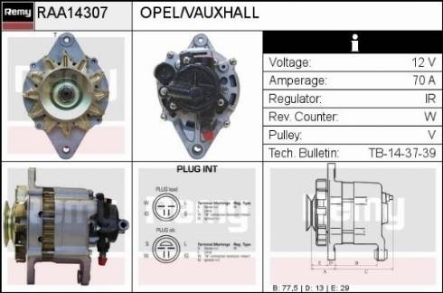 Remy RAA14307 - Генератор autospares.lv