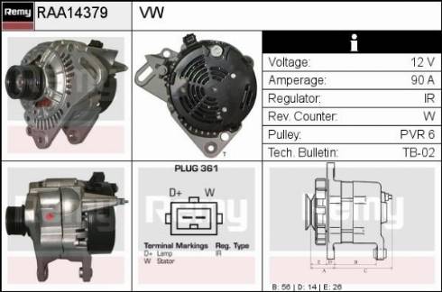 Remy RAA14379 - Генератор autospares.lv