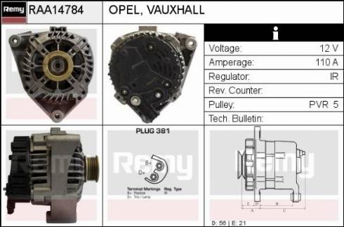 Remy RAA14784 - Генератор autospares.lv