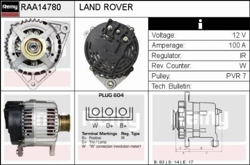 Remy RAA14780 - Генератор autospares.lv