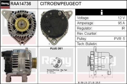 Remy RAA14736 - Генератор autospares.lv