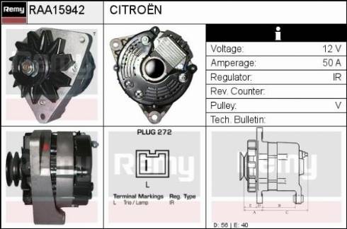 Remy RAA15942 - Генератор autospares.lv