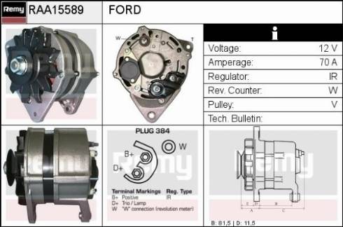 Remy RAA15589 - Генератор autospares.lv