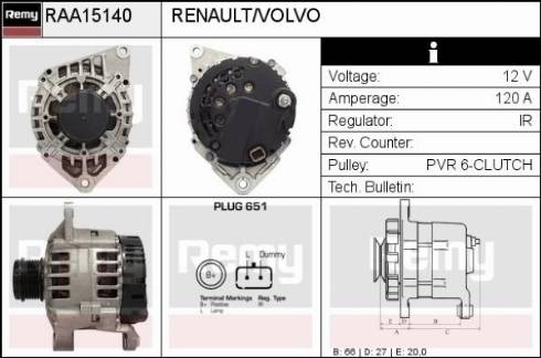 Remy RAA15140 - Генератор autospares.lv