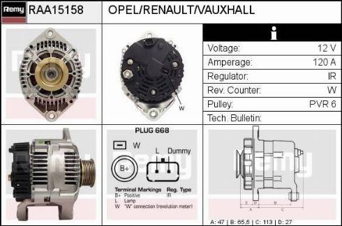 Remy RAA15158 - Генератор autospares.lv