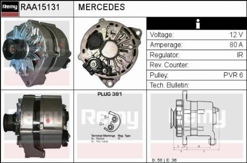 Remy RAA15131 - Генератор autospares.lv