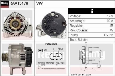 Remy RAA15178 - Генератор autospares.lv